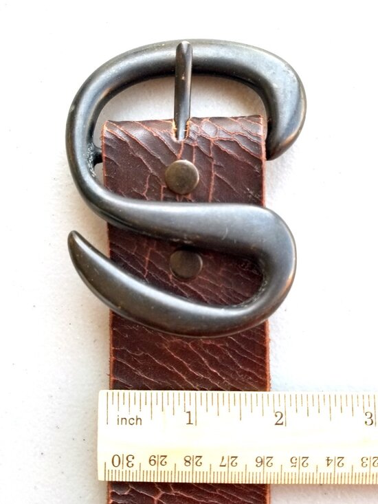 Vintage Bill Adler Brown Belt Sz 36 Distressed Pattern, S-Shaped Brass Buckle main image 11